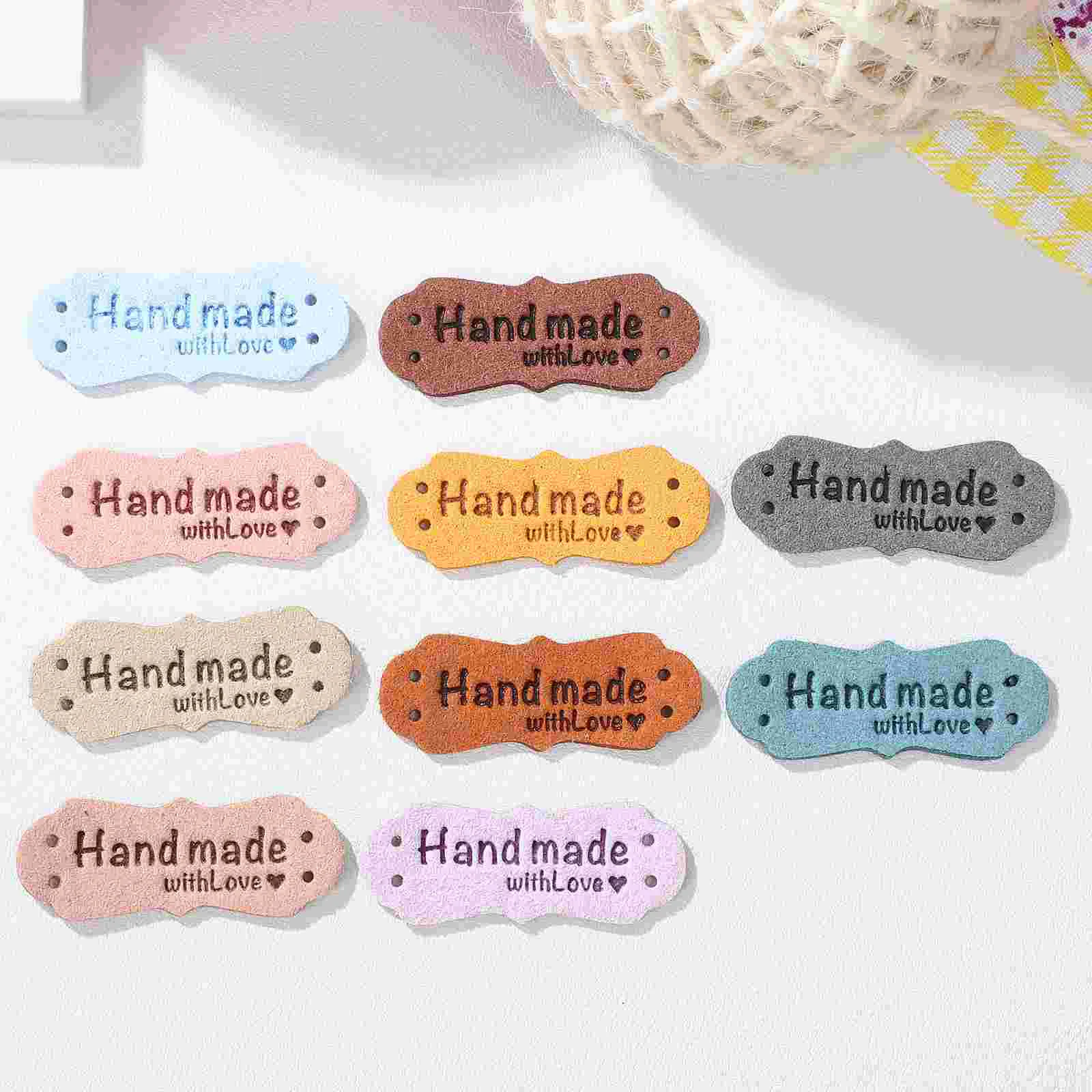 100 шт. этикетки DIY поделки сумка из искусственной кожи бирки цветные наклейки
