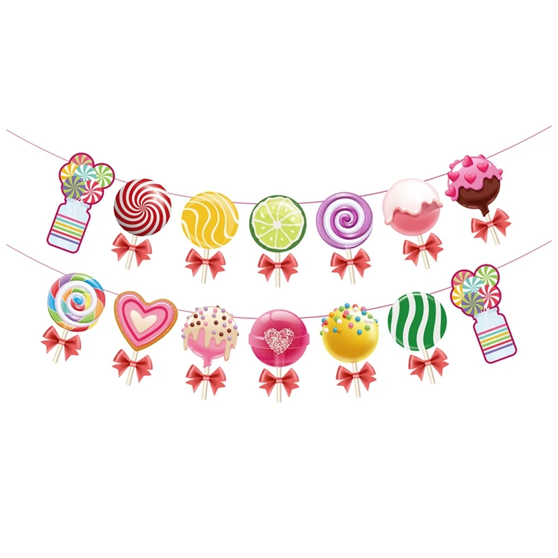 Candyland вечерние набор украшений красочный Banner &amp Candy тематические Swirls Lollipop
