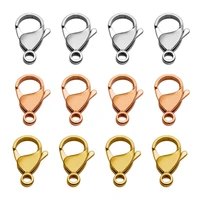 25pcs stainless steel gold plated lobster clasps hooks 91012mm end clasps connectors for necklace chain diy jewelry findings