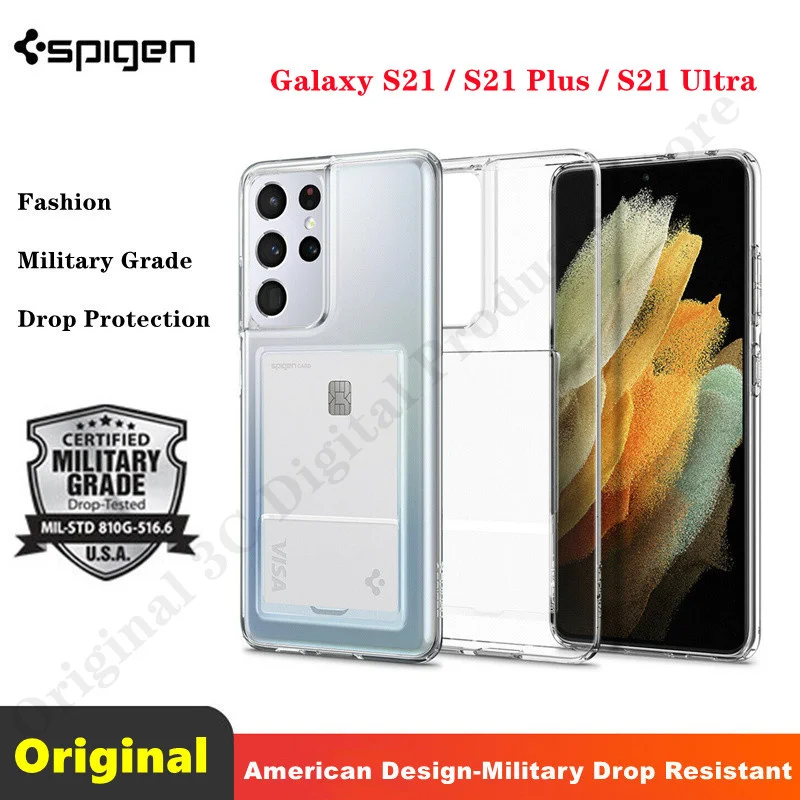 

Чехол для Samsung Galaxy S21 S21 Plus S21 Ultra, прозрачный, с держателем карт