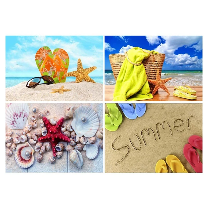 

DIY Diamond Painting Kits For Adults,Round Full Drill Crystal Embroidery Paintings Arts Craft For Home Starfish Beach