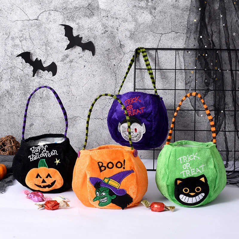 

2023 Halloween Candy Bag Decorative Portable Pumpkin Bag Candy Scene Arrangement Cloth Gift Bag Happy Helloween Party