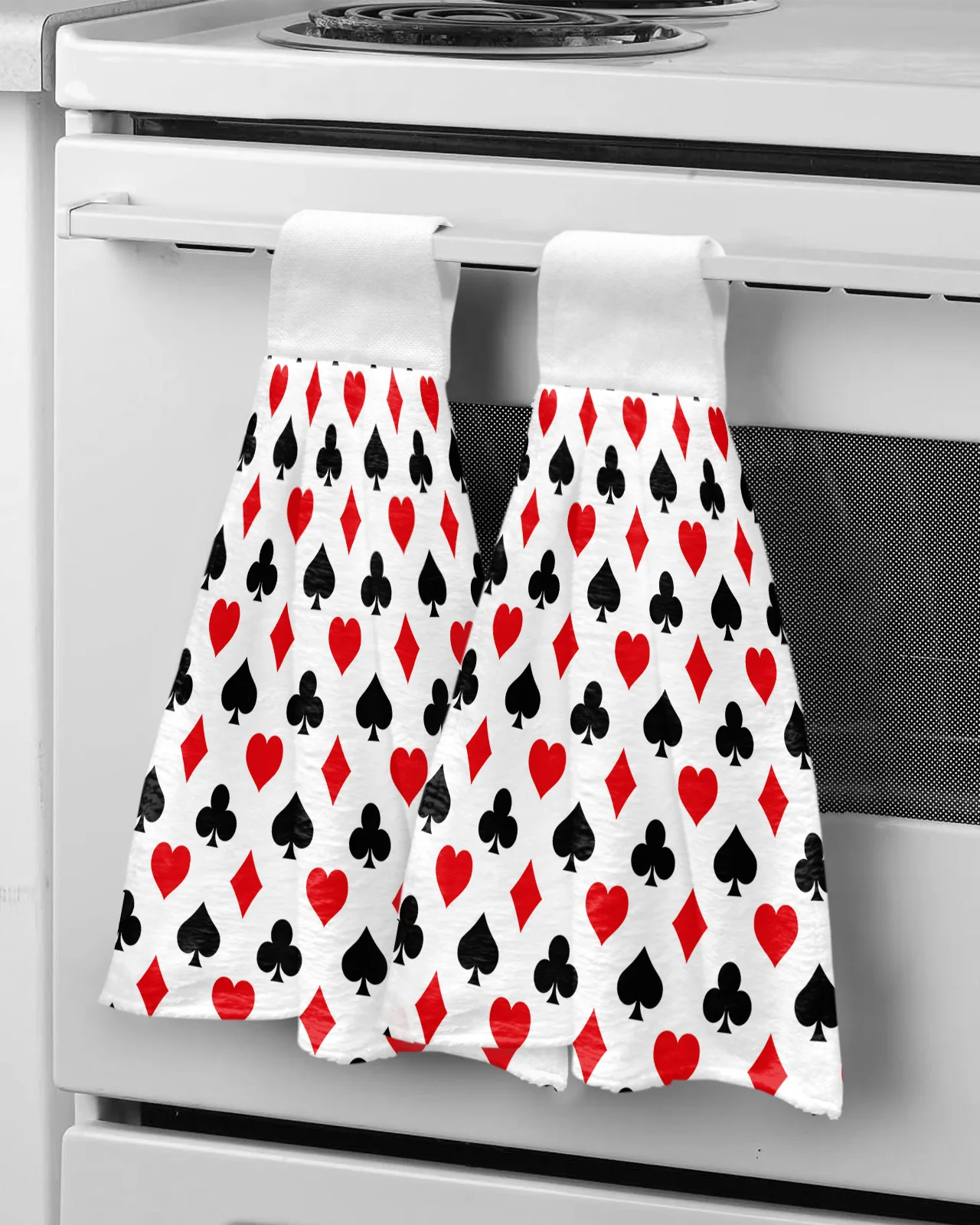 

Squares Spades Hearts Poker Texture Hand Towel Microfiber Hanging Wipes Cloth Cleaning Towel Bathroom Kitchen Tools Accessories