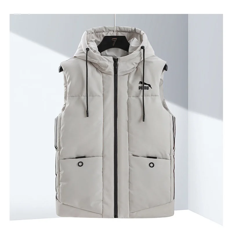 2022 Hot Sale New Men's Winter Vest Down Vest Men's Casual Vest Sleeveless Jacket Men's Hooded Vest