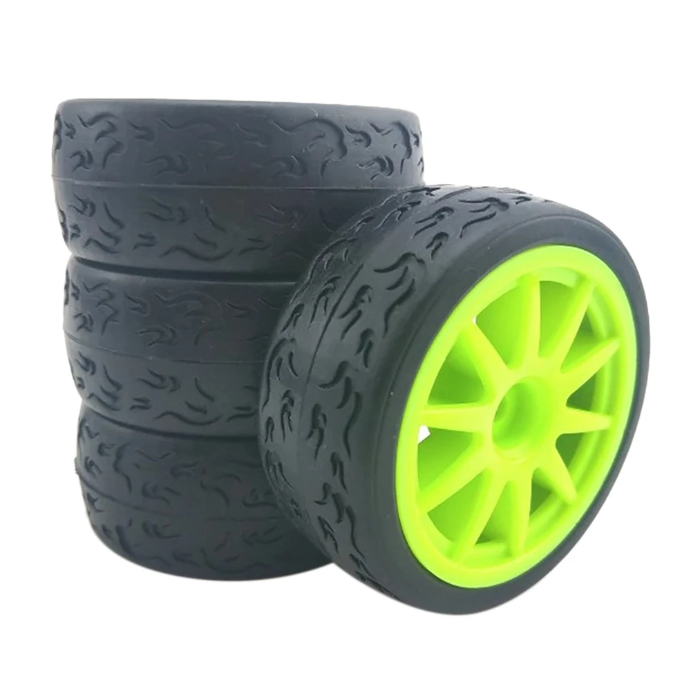 4PCS 12mm Hex 66mm RC Car Rubber Tires Wheel Rim for 1/10 Model Flat Running, Drifting Big Foot Waiting for Tires Black images - 6