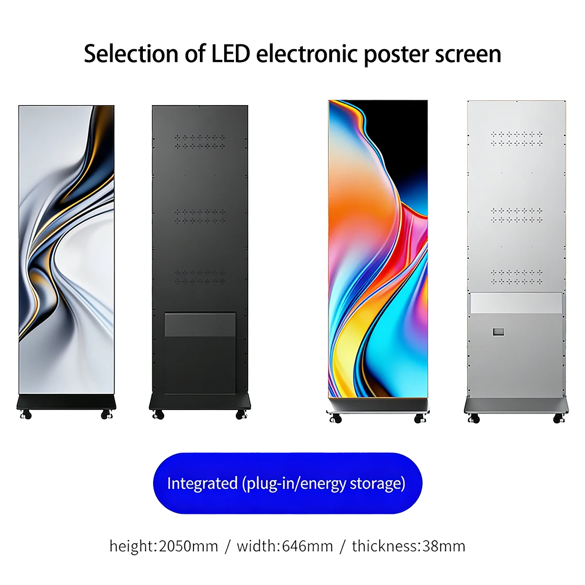 Фото Складной LED-дисплей P2 для помещений/улицы с настраиваемым разрешением, Adobe RGB 98%, яркостью 1000 кд, HDR10, 12-битной цветовой глубиной, напольный №3