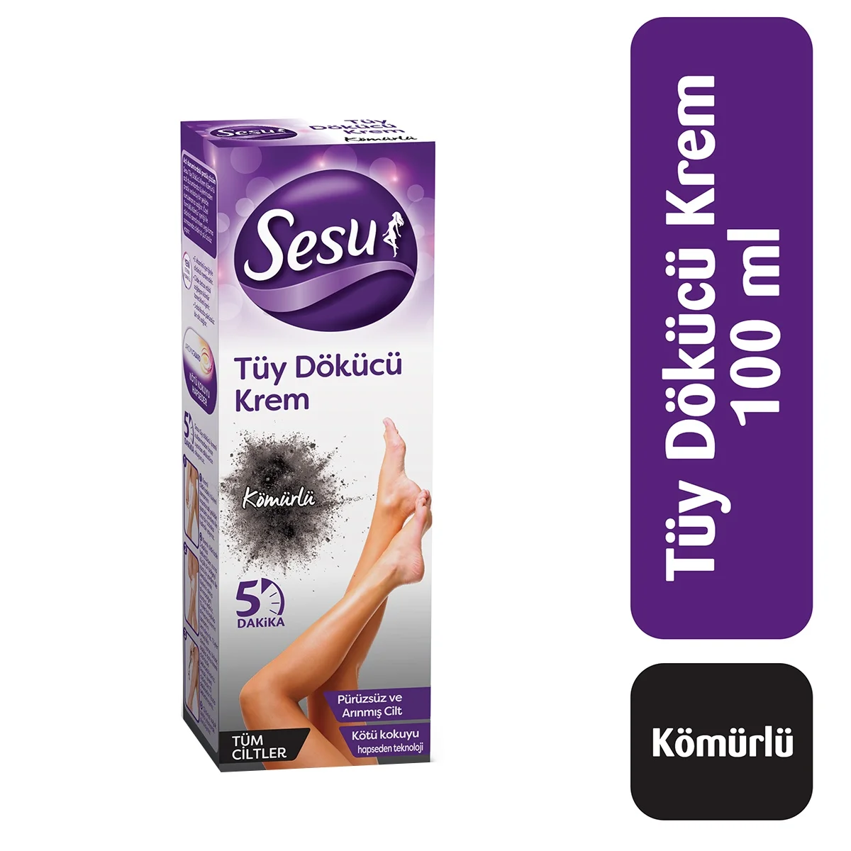 Крем для удаления волос Sesu с древесным углем 100 мл депиляционный воск отбеливания