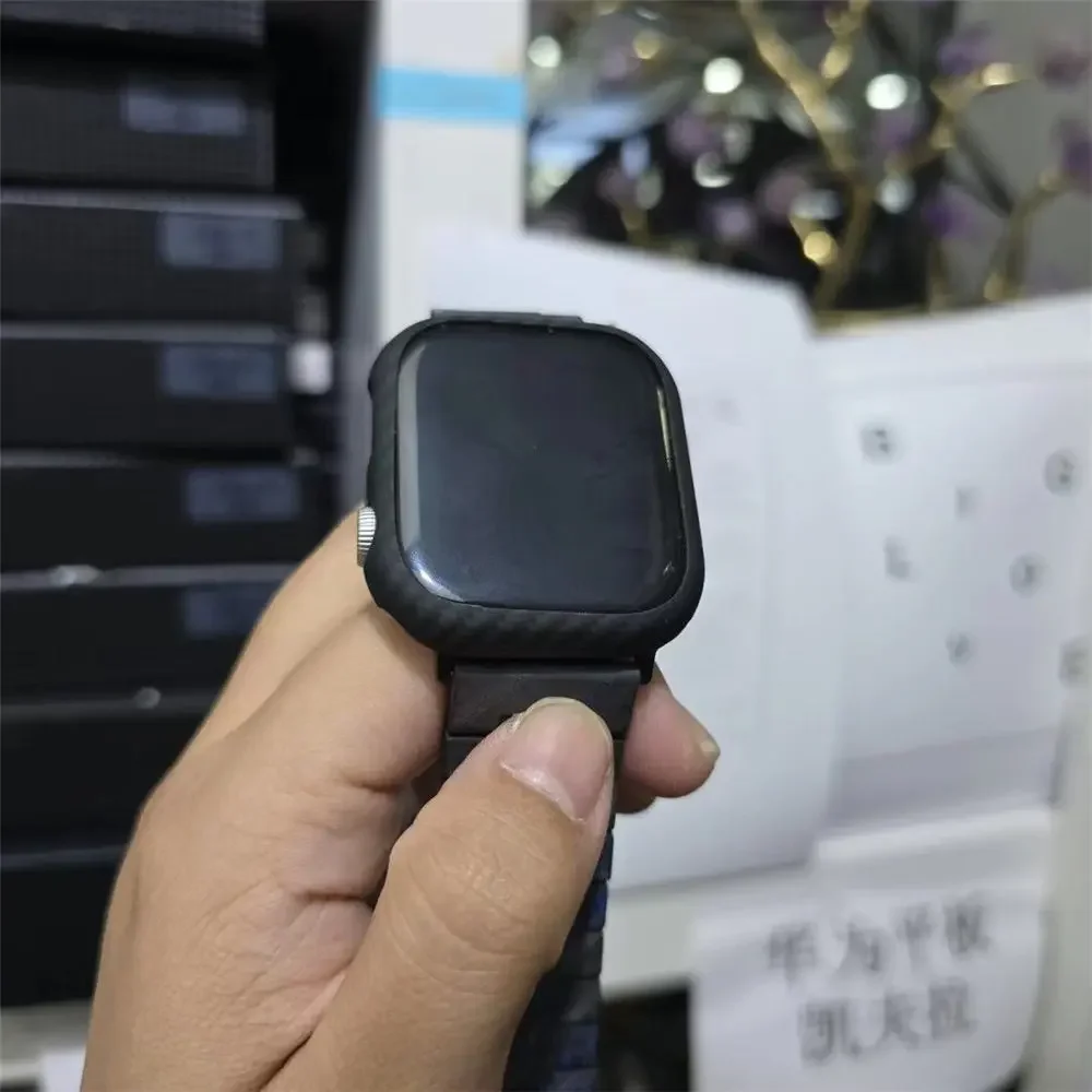 Фото Для Apple Watch Series 10, натуральное углеродное волокно, матовый, ультратонкий, легкий, защитный чехол, бампер, рамка, 42 мм, 46 мм №4