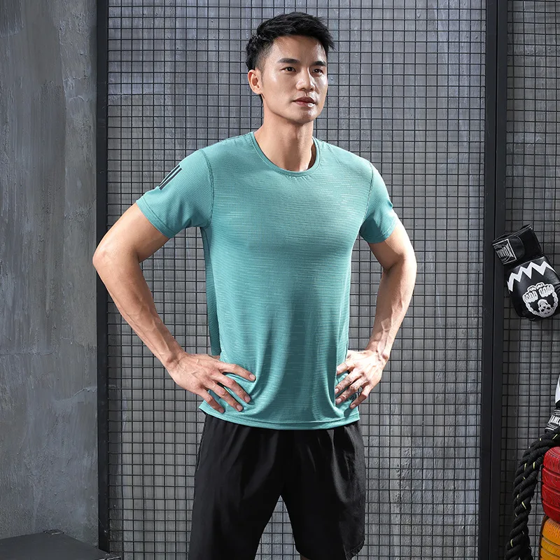 

2022 Quick Drying Sports Men's Short Sleeve Slim Fit O-neck Breathable Bottoming Shirt Casual Muscle Fitness Clothes Gym T Shirt