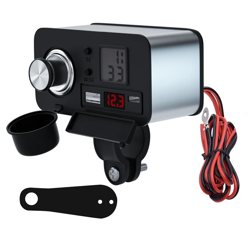 

NEW-USB Motorcycle Charger PD Quick Charging Digital Voltmeter Adapter Motorbike Equipment For Mobile Phone Motorcycle Boat