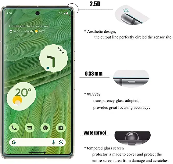 Фото Защитное стекло для Google Pixel 3 5 3A 6 полное покрытие, Защита экрана для Pixel 6A 7 4 XL 4A 5A, закаленное стекло №4