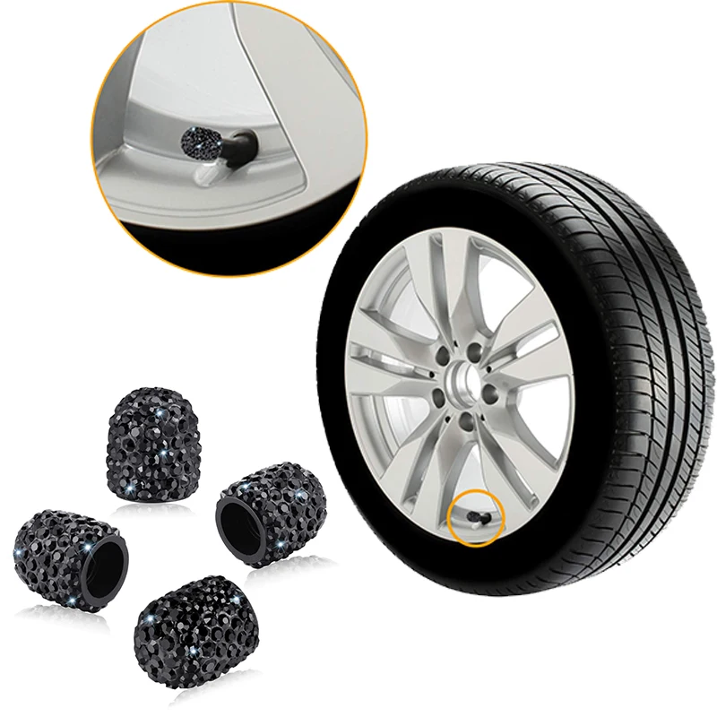 

Кристальные колпачки для клапанов автомобильных шин, 4 шт., алмазные блестящие пылезащитные колпачки для клапанов колес, украшения для авто...