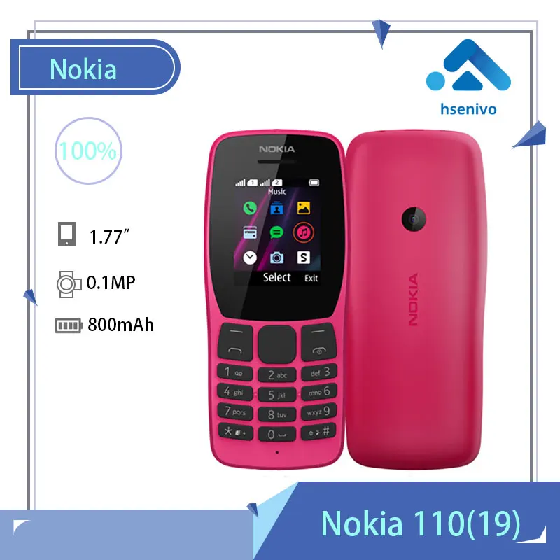 

Nokia 110 （2019）Refurbished-original 110 1.77'' unlocked dual sim card Good Quality Mobile Phone one year warranty refurbished