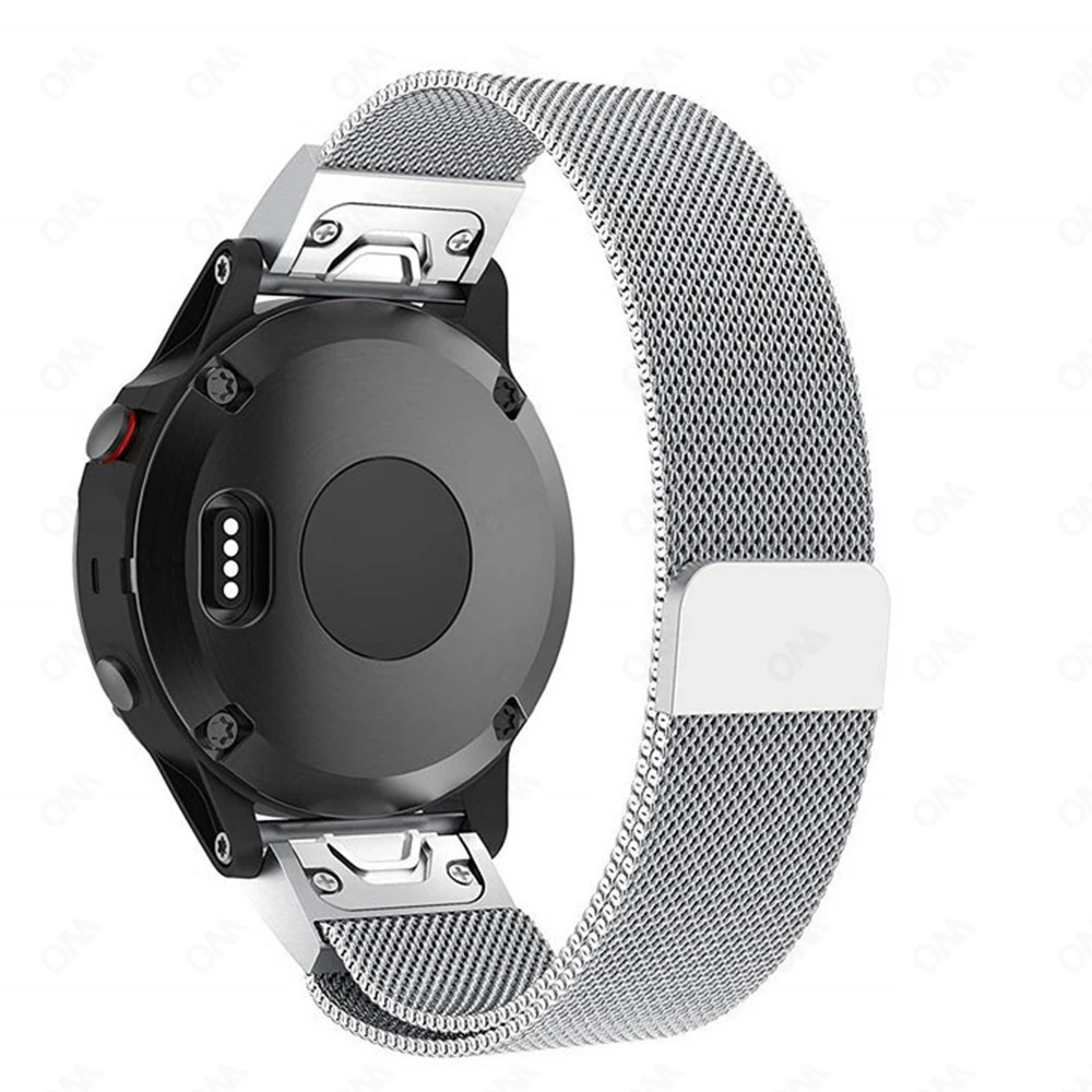 Миланский ремешок для Garmin Fenix 7 7X 7S 6 6X 6S Forerunner 955 255 металлический магнитный браслет
