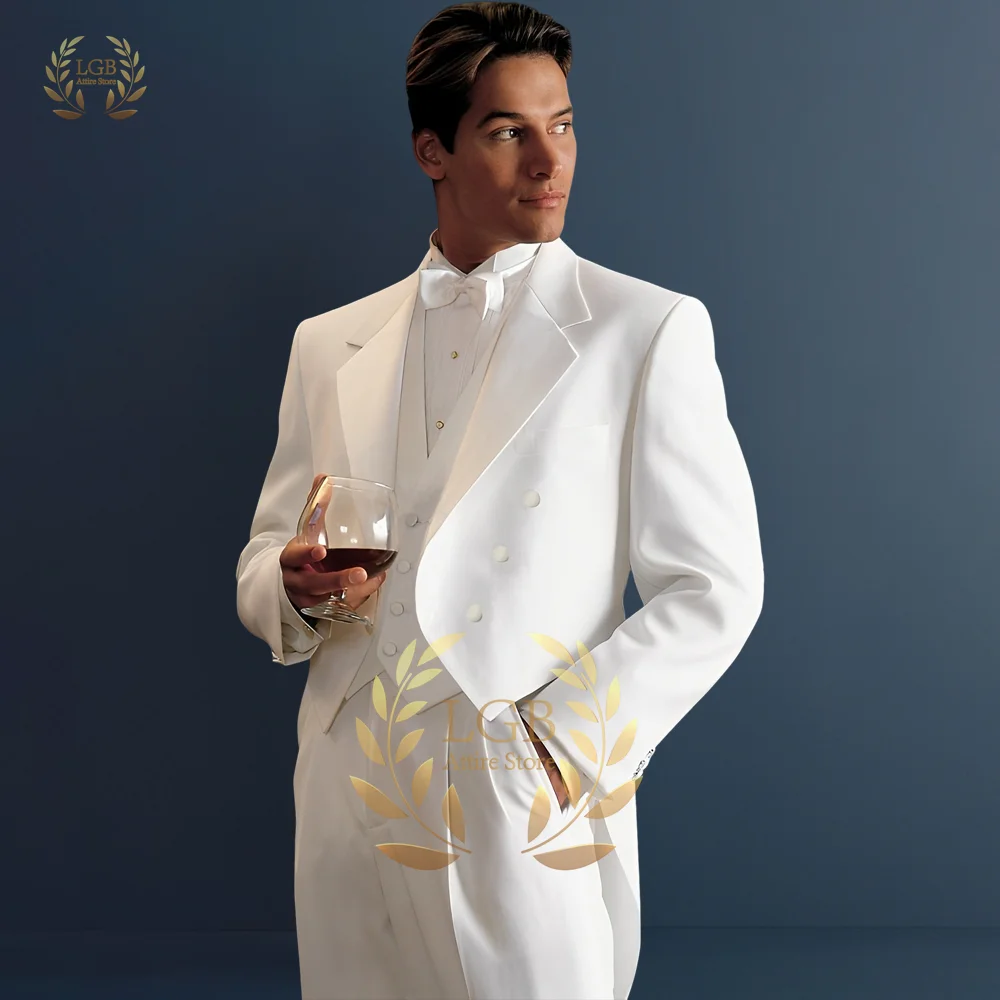 Мужской длинный элегантный банкетный коктейльный костюм-тройка (куртка + жилет