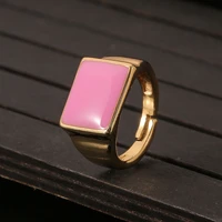 simple fashion jewelry rectangular enamel ring 4 colors retro personality ring engagement holiday party gift