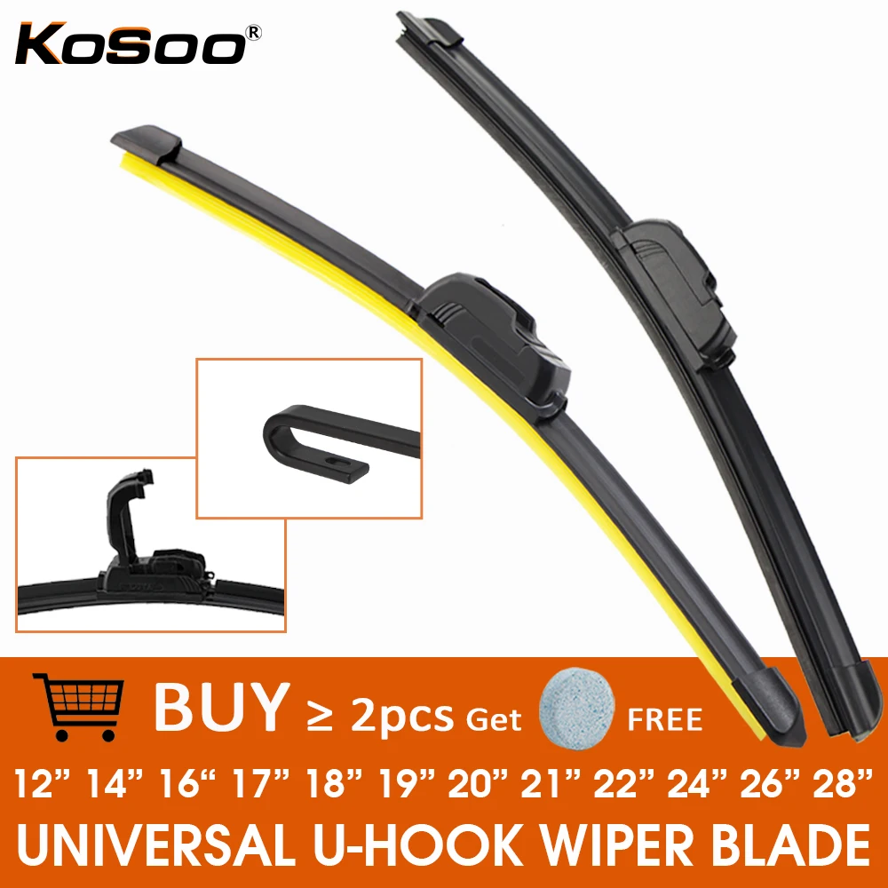 

Car Windshield Wiper blades U-type Universal Soft Rubber Frameless Bracketless car wipers 12"14"16"17"18"19"20"21"22"24"26"28"