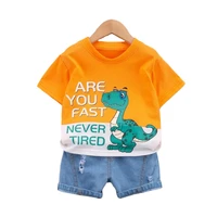 2022 summer baby kids sport casual clothing boys print letter tyrannosaurus rex cartoon t shirt shorts sets 1 5 years old