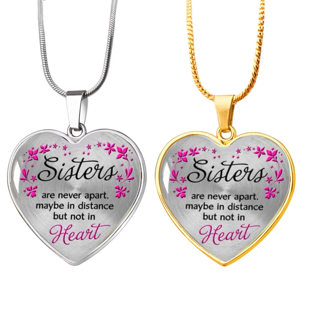 

2023 Fasion new Stainless Steel Necklace Sister Heart Peach Heart Alloy Pendant Jewelry Heart Shape Key Chain Customization