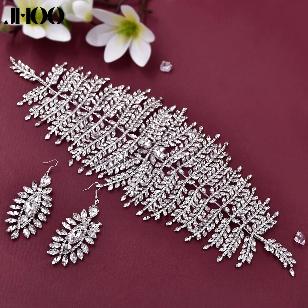 

JHOO Luxury Bridal Hair Accessories Rhinestone Wedding Headband Flower Wedding Bride Headpiece Women Headdress Gift HP435