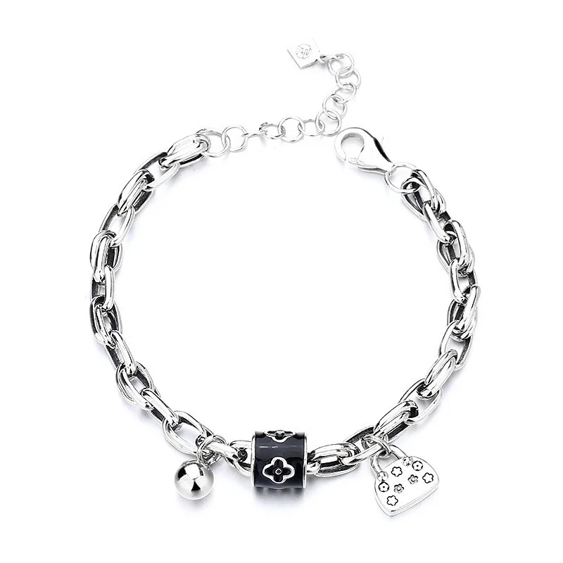 219S ZFSILVER S925 Модный Роскошный Ретро браслет с застежкой в виде шара для шарма