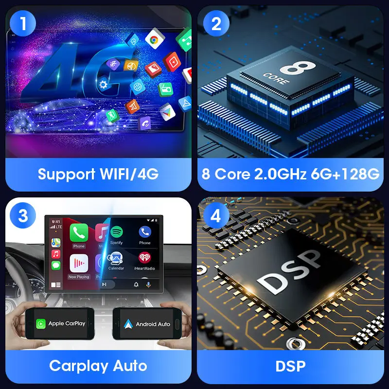 Фото 13-дюймовая 2DIN автомагнитола на Android с HD сенсорным экраном, GPS, CarPlay, усилителем, DSP, RGB, 4G, универсальная модель TS18 №3