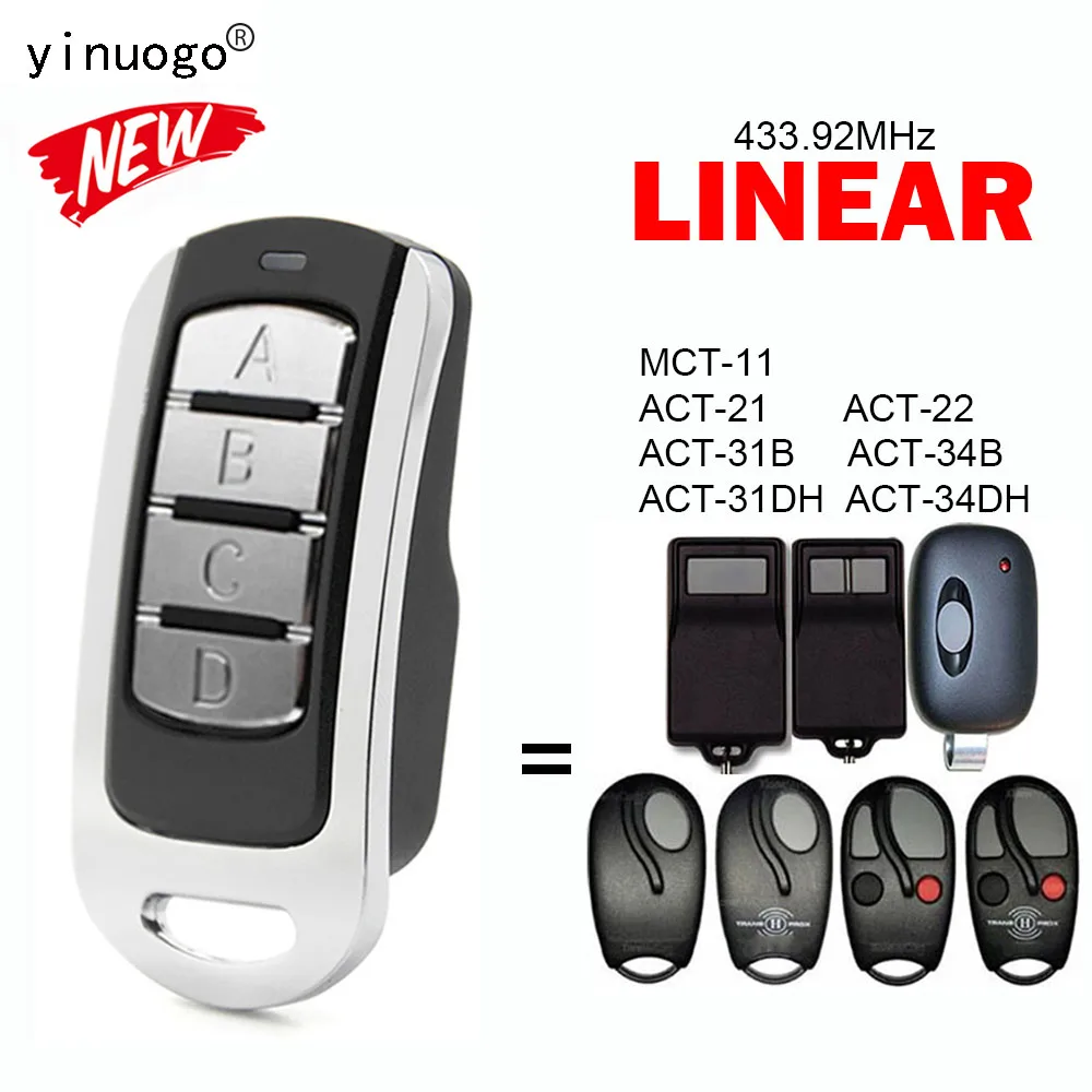 

Для LINEAR MCT-11 ACT-21 ACT-22 ACT-31B ACT-34B ACT-31DH ACT-34DH Пульт дистанционного управления для гаража 433,92 МГц LINERA Gate Remote Control