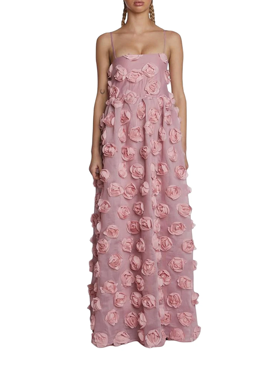 

Розовые вечерние платья а-силуэта с 3D цветами на тонких бретельках платья для выпускного вечера саудовские Арабские Вечерние платья Длинные платья для выпускного вечера 2023 для женщин