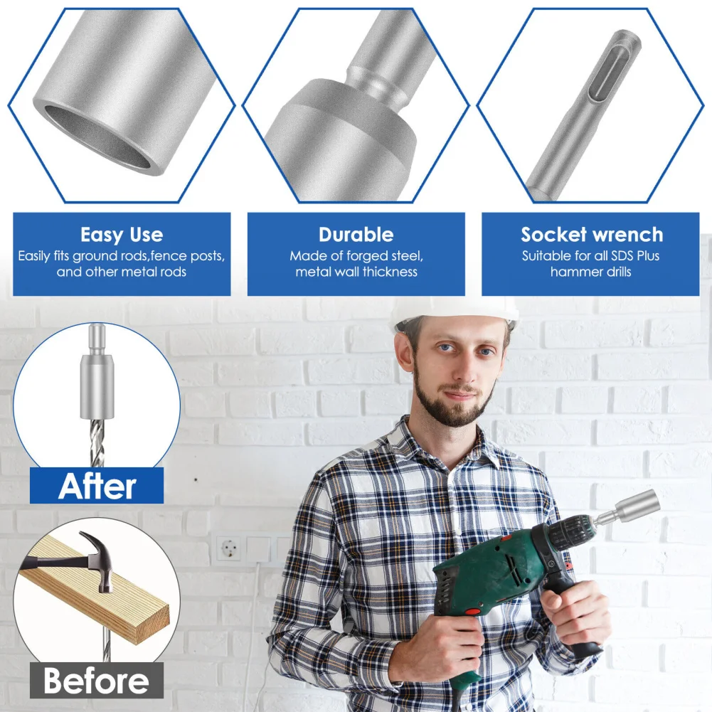 Привод заземляющего стержня SDS-Plus T Post 30/45/65 мм инструменты для привода кованый