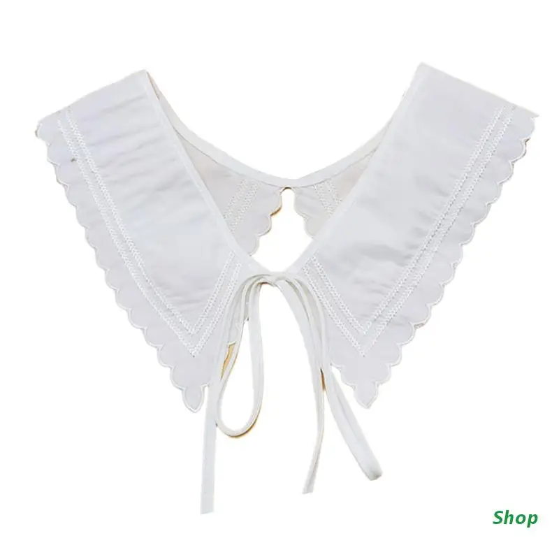 

L5YC Women Embroidery Arrow Striped Capelet Necklace Vintage Lolita Detachable Collar