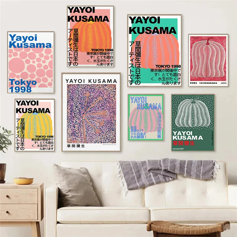 

Yayoi Kusama Artwork Exhibition Canvas Painting Posters and Prints Japanese Wall Art Museum Living Room Decoration Home Decor