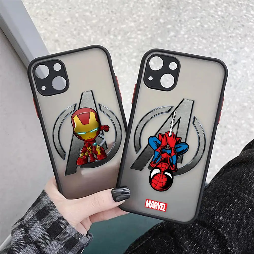 

Marvelheroes Shockproof Matte Phone Case For iphone 11 12 13 Pro Max Mini 7 8 6 Plus XR X XS Cover Marvel Avengers A Logo Fundas
