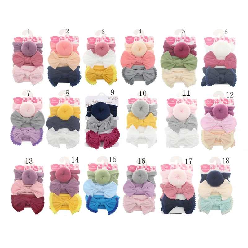 

3pcs/Set Nylon Headband Bow Headbands For Kids Girls Hair Girls Turban Hairband Nylon Headwraps Toddler Baby Turban