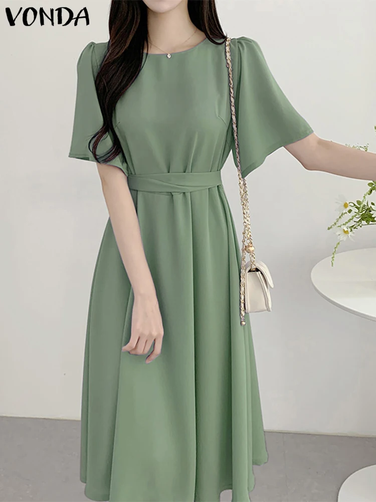 

Модное женское элегантное офисное платье 2023 с коротким рукавом, однотонный Повседневный офисный сарафан с поясом, Модный женский халат