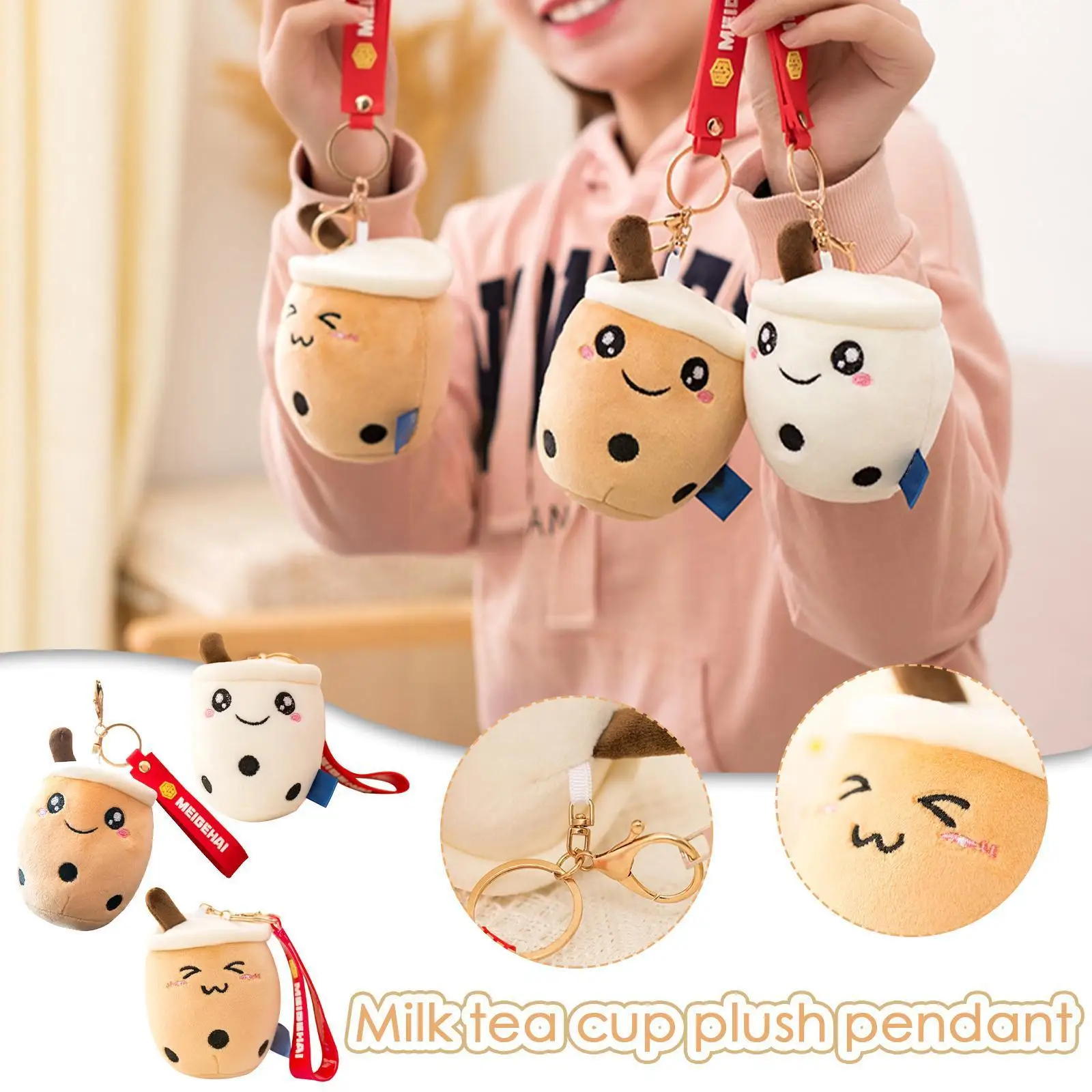 

Plush Milk Tea Cup Backpack Chain Soft Stuffed Plush Chain Toys Toys Kids Ring Gift Pendant Cartoon Plush C3l4