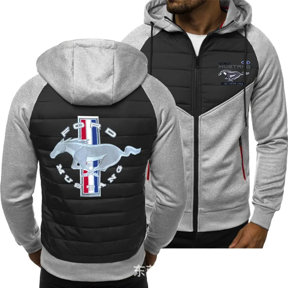 

2023New Spring Autumn Ford Mustang Hoodie Men's Fashion Sport Casual Sweatshirts Cardigan Zipper Long Sleeve Jacket