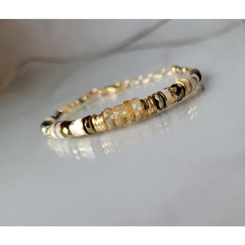 Браслет из пирита и цитрина ручной работы