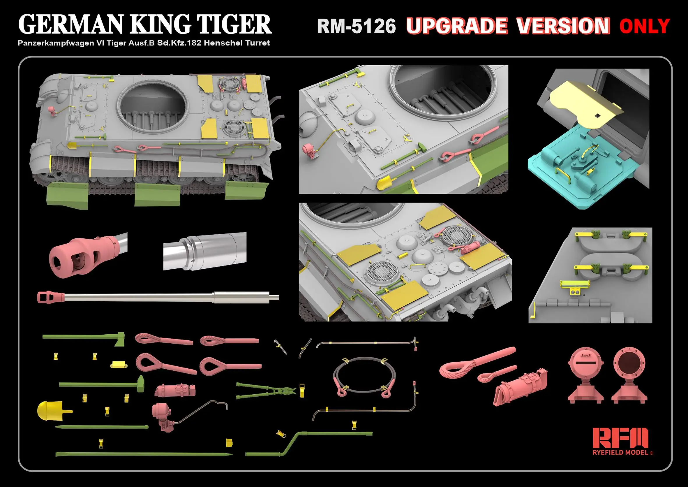 RYEFIELD 5126 1/35 KING TIGER Vl Tiger Ausf.B Sd.Kfz.182 Henschel Turret Upgrade