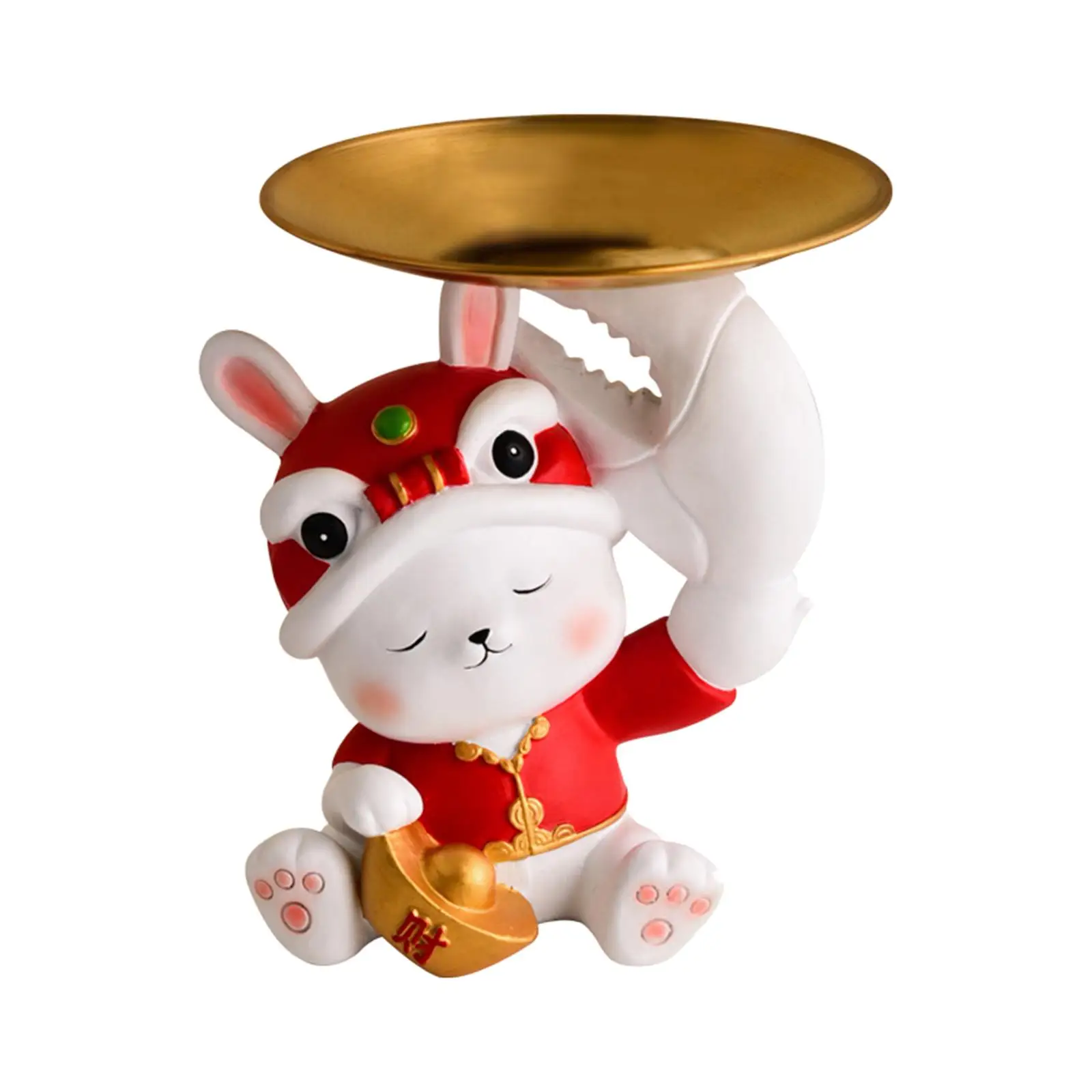

Creative Rabbit Figurine Cookie Candy Dish Display Serving Tray Jewelry Trinket Tray Bunny Statue Home Table Decor for Bedroom