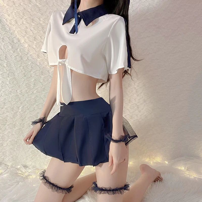 Лолита Лайв Шоу Сексуальное Косплей Белье Униформа Школьницы Эротические Костюмы Юбка Сон Кружевные Топы Мини-юбки.