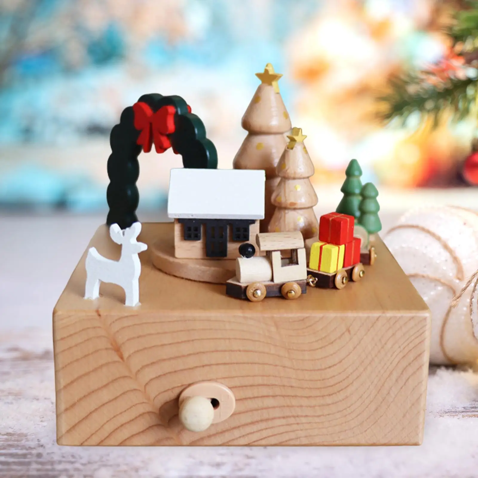 Train Musical Box Toy Decorative Desktop Ornament for Home Indoor Festivals