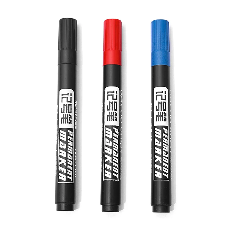 

10 Pcs Permanent Marker Pen Waterproof Ink Fine Point Black Blue Red Oil Ink 1.5mm Round Toe Fine Color Marker Pens