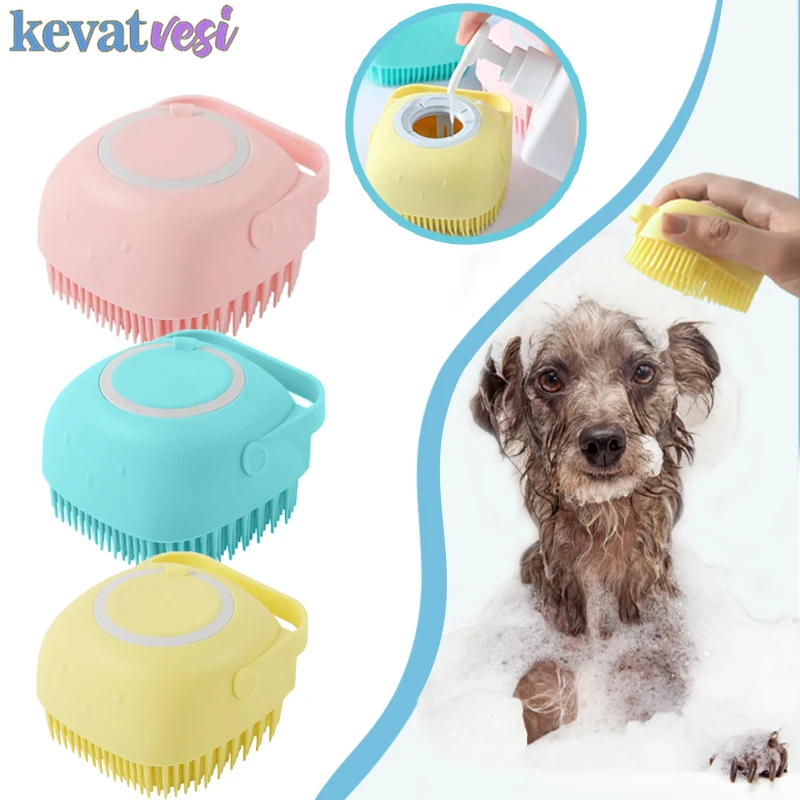 

Soft Silicone Dog Bath Massage Brush 2 in 1 Bathroom Pet Shampoo Massager Gloves Brush Cat Shower Comb Pets Beauty Accessories