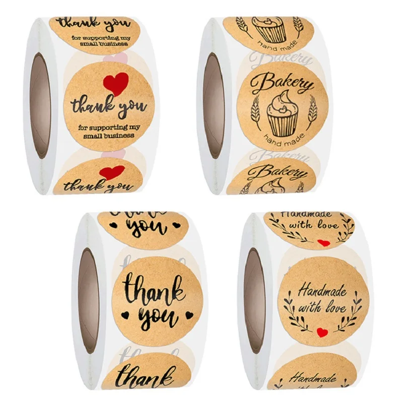 

100-500 шт., наклейки из крафт-бумаги