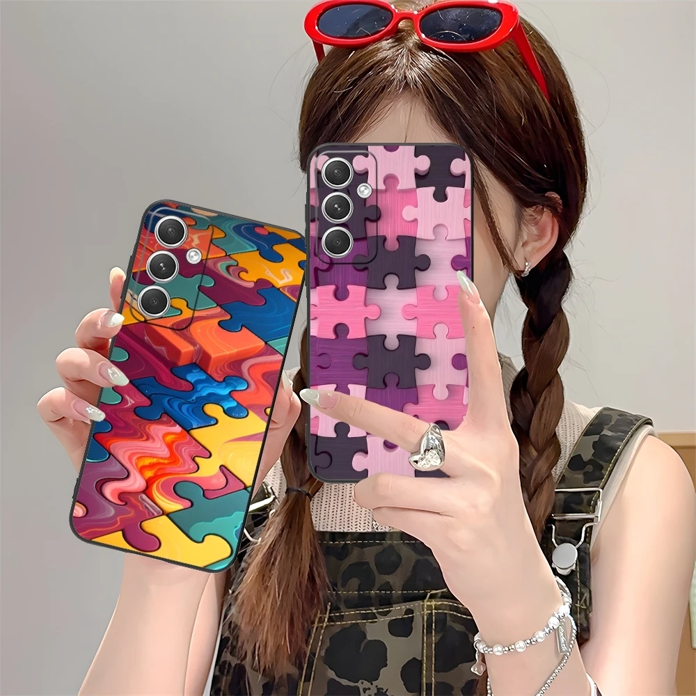 Чехол для мобильного телефона Puzzle Pretty Fashion Samsung M55 35 15 54 34 14 33 23 13 42 32 22 F55 12 5G черный