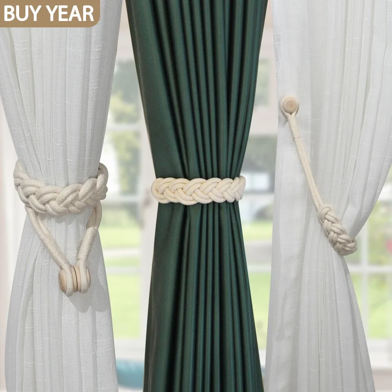 

1pc Handwork Woven Cotton Magnet Curtain Tieback Buckle Curtain Holder Drapery Home Decoration Creative Decorative Room