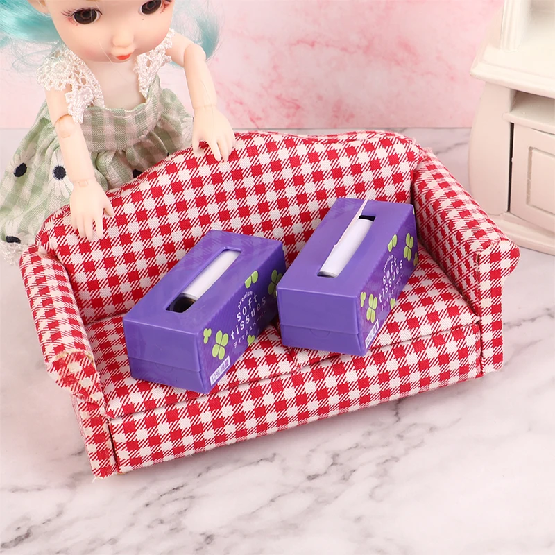 

Ткань для кукольного домика с коробкой, миниатюрная коробка для салфеток, мебель для кукольного домика, аксессуары для украшения, сцена, игрушки