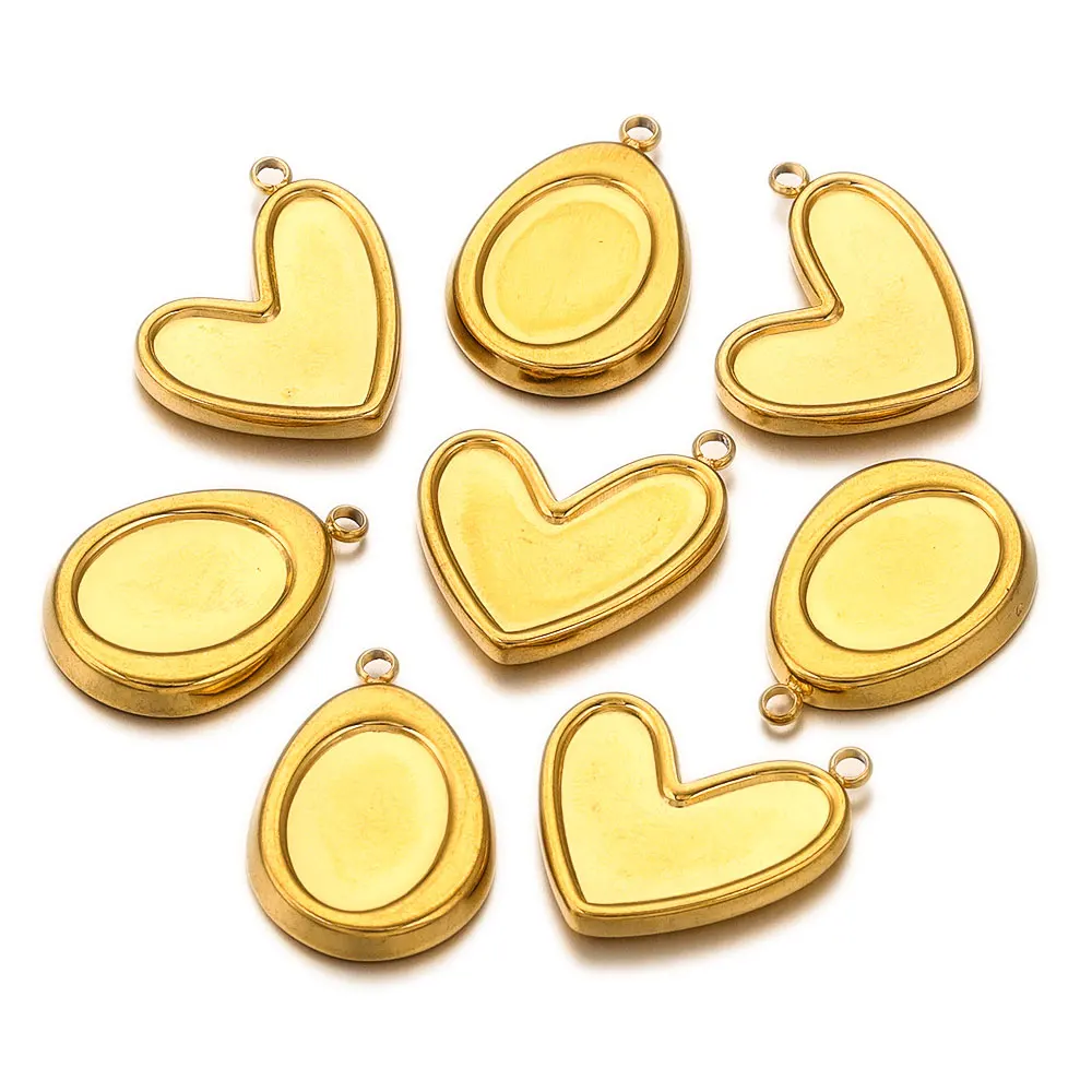 

5pcs Stainless Steel Heart Drop Blank Resin Cabochon Base Setting DIY Charms Pendant Jewelry Making Supplies Wholesale Materials