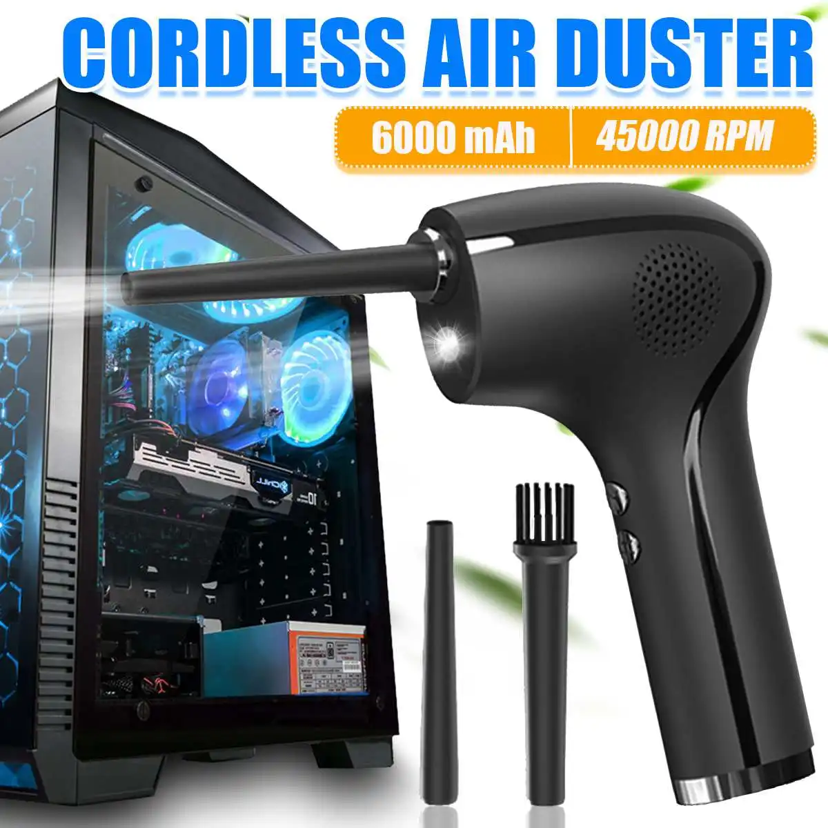 NEW 45000 Pa Cordless Air Duster Compressed Air Blower Cleaning Tool W/Light For Computer Laptop Keyboard Electronics Cleaning