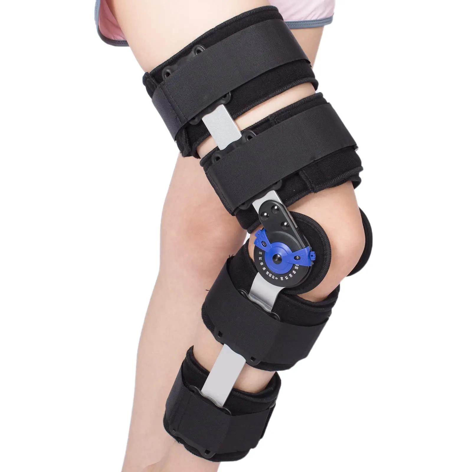 Tairibousy Hinged Knee Brace ROM Post Op Knee Immobilizer Adjustable Knee Immobilizer Support with Side Leg Stabilizers